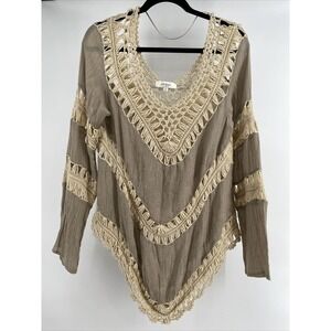 Umgee Women's‎ Top Sz Medium Crochet Boho Artsy 70s Beachy Festival Rave Western